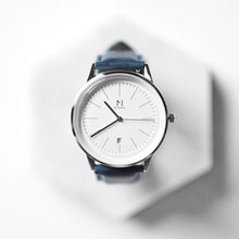 Silver White | Vintage Blue Leather